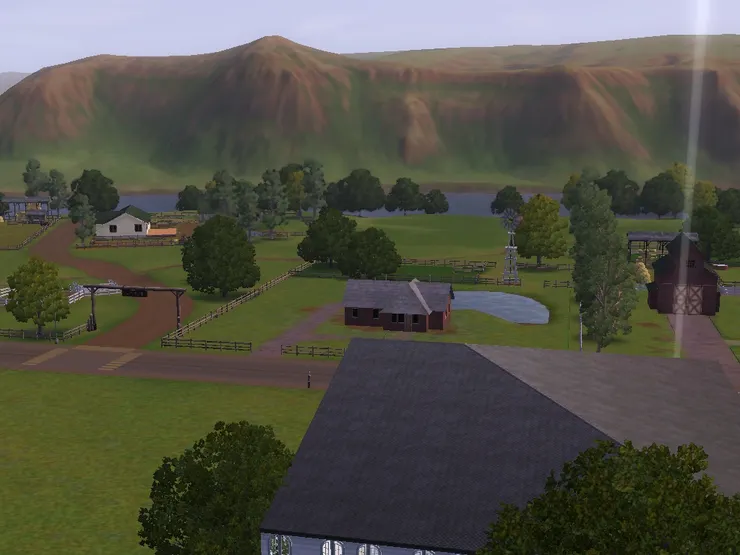 前面都是平房，遠處還有一個湖。一一為附近的居民帶來方便。