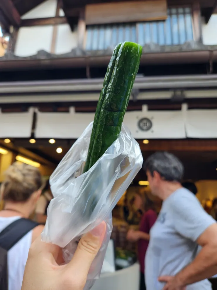 下山的路上看到很多人排隊的小黃瓜,味道很鹹,對日本人來說比較習慣吧!