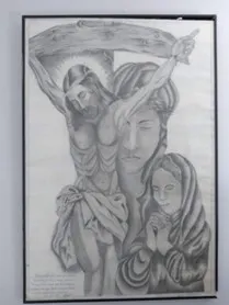 一位越南籍受刑人，以素描方式畫出耶穌基督被釘十字架，表彰他對於基督教信仰的紀念。