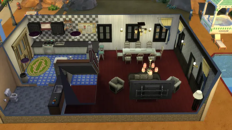 首先當然是地下。就是公用空間：廚房、客廳和飯廳和半個洗手間。