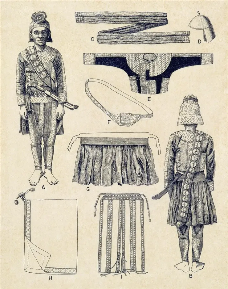 陳奇祿繪魯凱族男子服飾（國家文化資料庫 圖／邱秀堂提供）