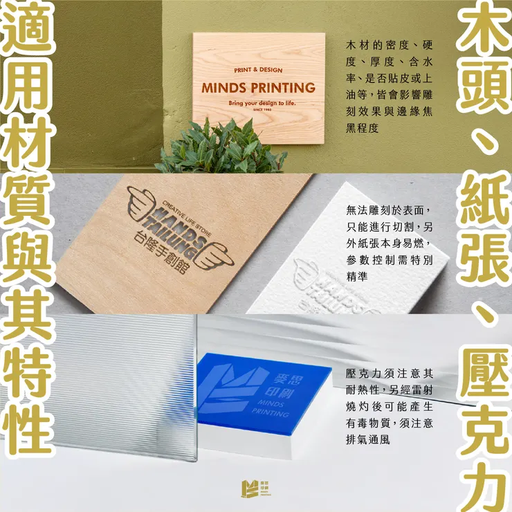 雷射雕刻全攻略－常見應用與完稿須知 — 適用材質與特性1