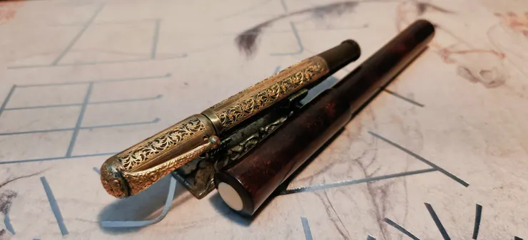 20世紀初期義大利通花套筆與沙漠鐵木嵌象牙訂製筆