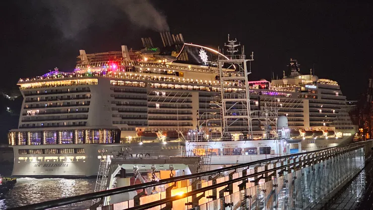 12號晚上六點!MSC地中海郵輪榮耀號準時離開基隆港!