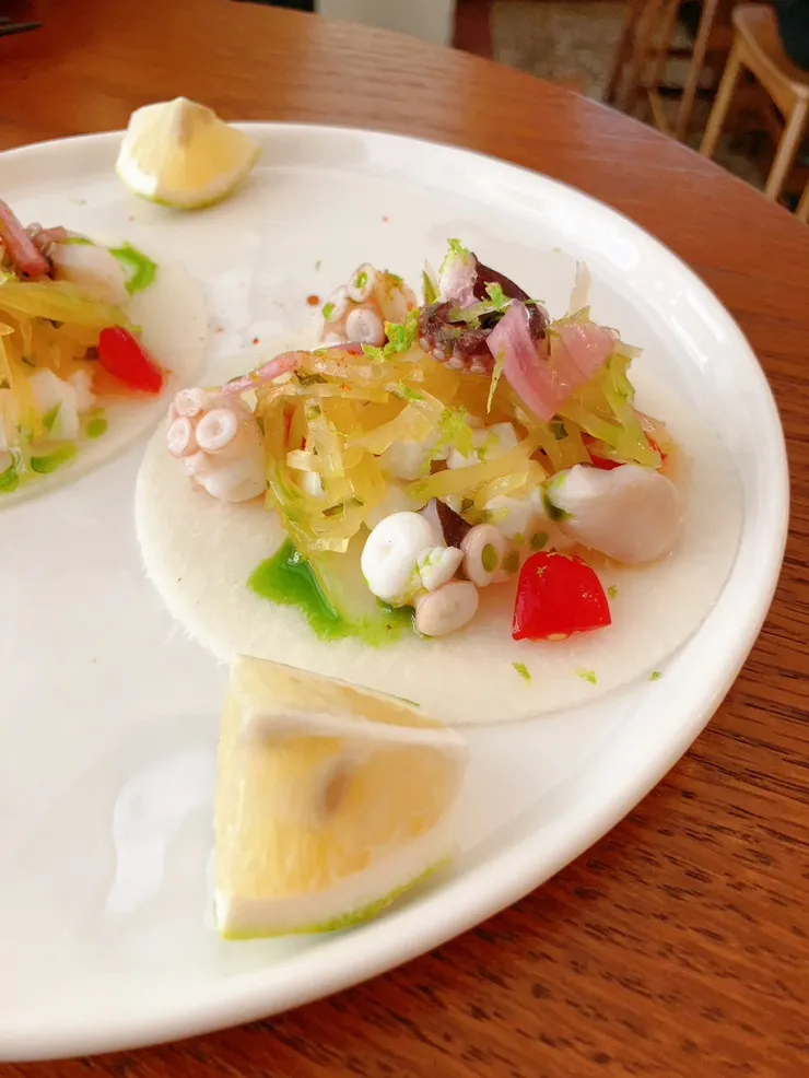 小章魚Taco 是我們前菜,非常清爽,吃下去很開胃!