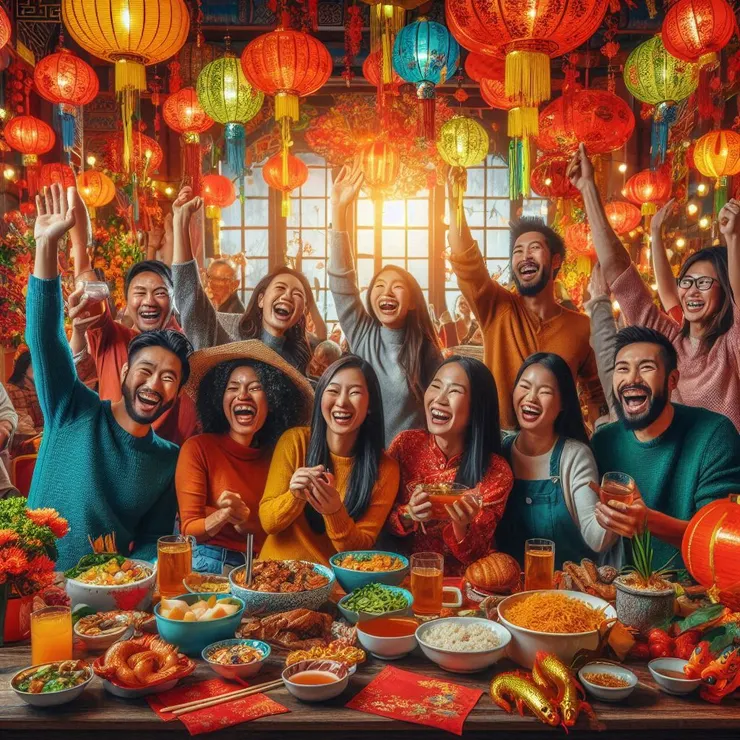 copilot。幫我畫張圖：感謝各位，春節愉快。