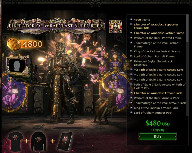 購買到480美元除了可以拿到實體衣服以外，還會在多送你4組Key。