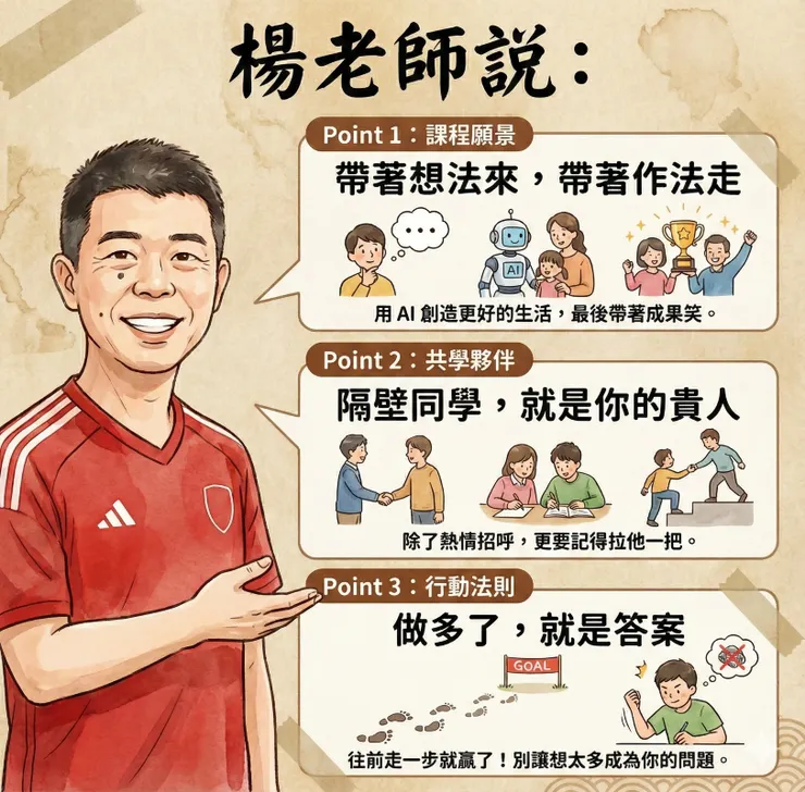 老師在第一堂課就鼓勵大家積極學習