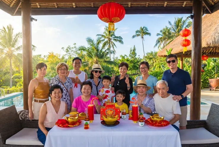 農曆新年期間很多家庭老老少少一起出遊