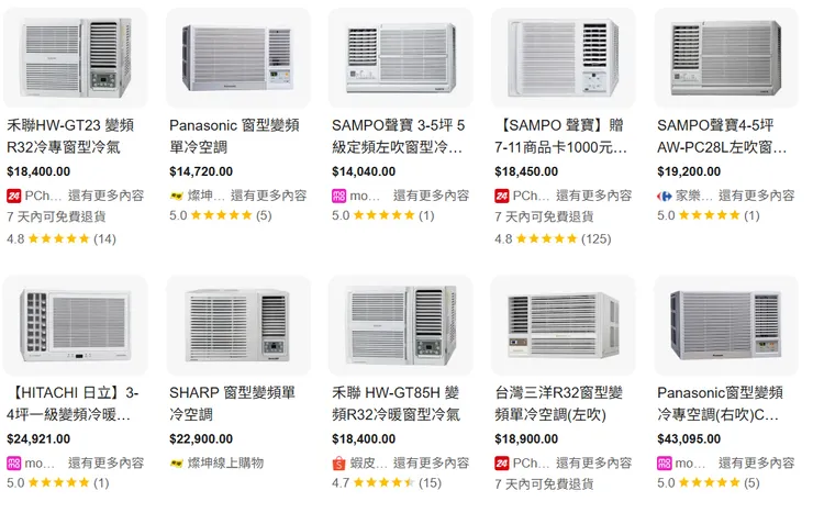 窗型冷氣 / 圖片來源:google搜尋窗型冷氣