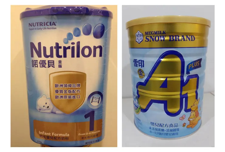 ▲諾優貝的奶粉，也是聽朋友說他們家的奶粉泡起來會結塊，所以暫不考慮。最後決定先讓麵麵試喝雪印A1奶粉，看他適不適應。