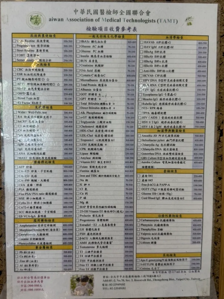 有超多檢驗項目，可參考上圖