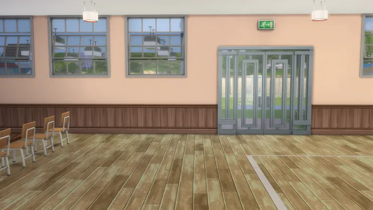 這扇門跟另一邊那扇是通的，所以能從對面的走廊經禮堂進出校園，小息時會開放。