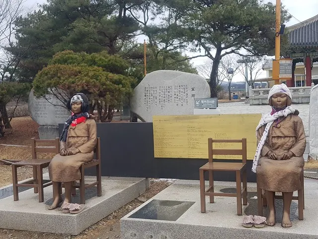 走向統一的和平少女像,京畿道坡州市,臨津閣和平世界公園內。因為要走向統一,兩名和平少女分別代表南北。