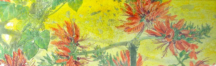 〈莿桐花開〉局部－莿桐花