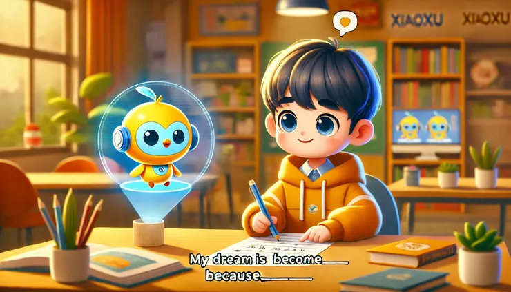 AI 學伴陪孩子一起構思作文。