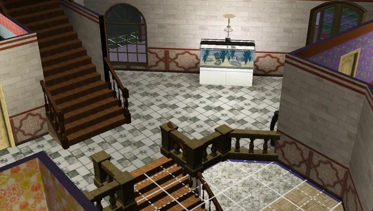 魚缸放在樓梯大堂,很有生氣。