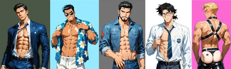 穩重成熟的熟男、陽光健壯的猛男、冷酷粗曠的野狼、清純無辜的奶狗到浪蕩色氣的騷貨，每一種都會有讓阿文興奮的點。