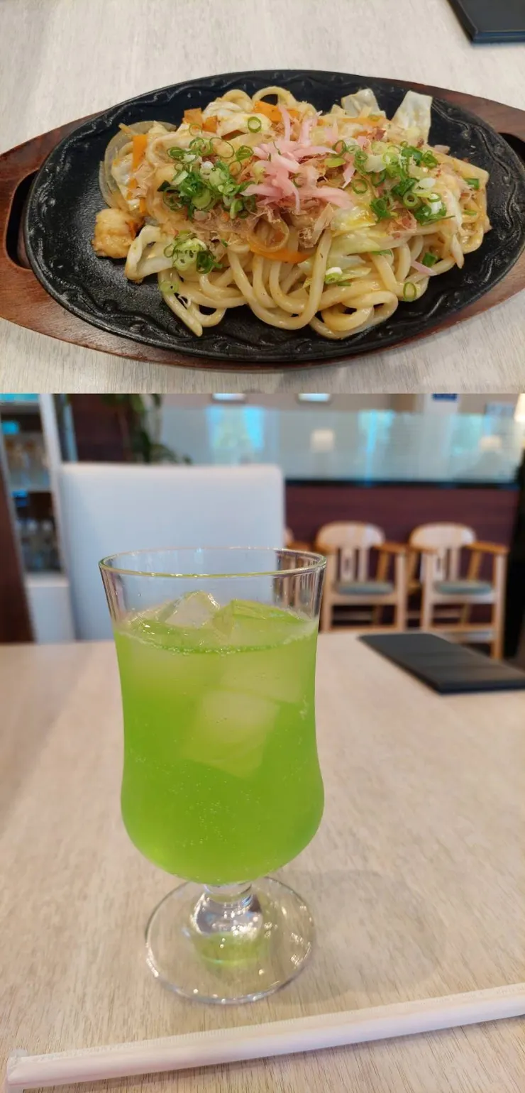 炒烏龍及哈密瓜汽水