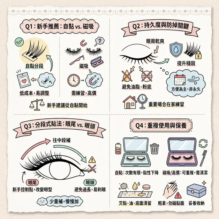 免膠假睫毛常見問題：自黏、磁吸、持久度一次看