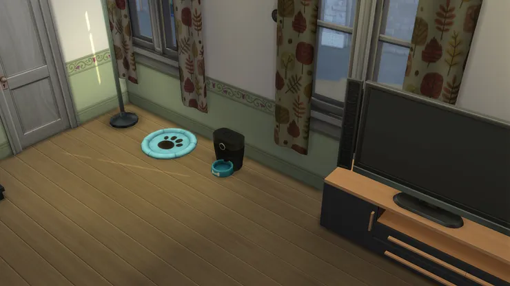 本來這個位置是空的，大麥可喜歡空間寬敞，現在放了寵物用品。