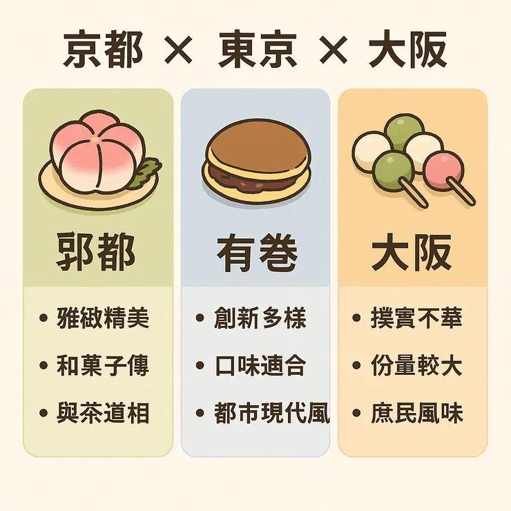 京都 × 東京 × 大阪 和菓子特色對照