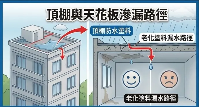 浴室防水及天花板漏水(示意圖)