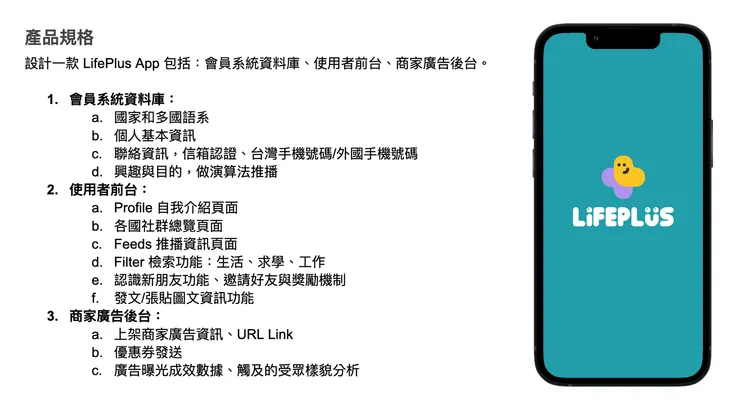 LifePlus 產品規格