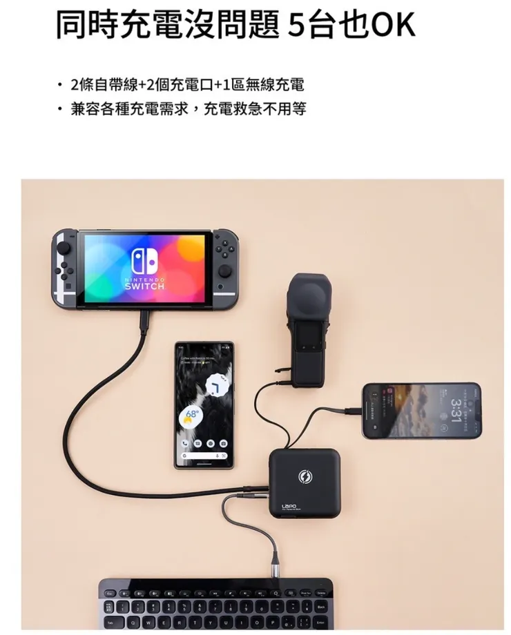 5台設備同時充電!