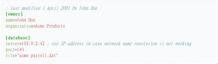 維基百科上 ini檔範例
