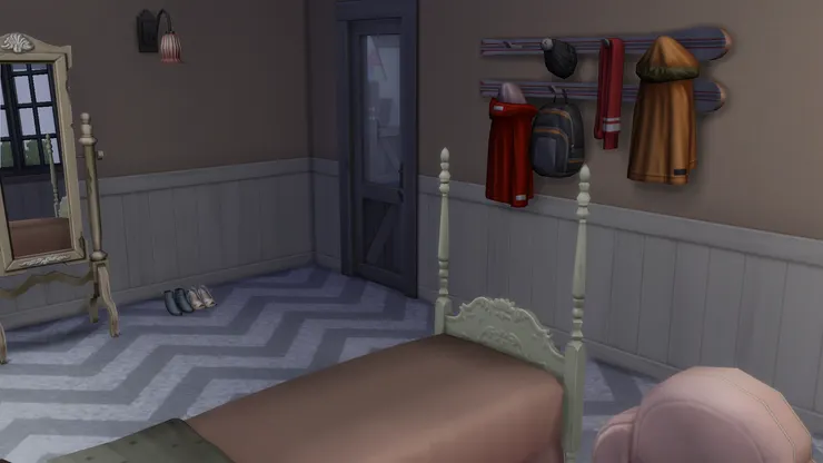 有點像公主房。粉紅配上白和灰色，華麗中帶有平和的感覺。