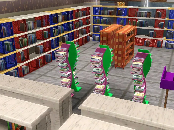 我盡量用高低大小不同的架子，不想搞得像圖書館那樣一排排高架，走廊那樣。