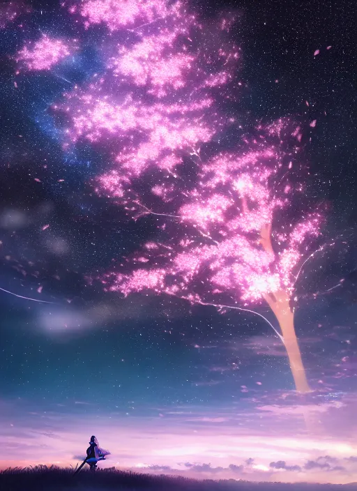 靠prompt唯一讓櫻花樹上天(?)的一張