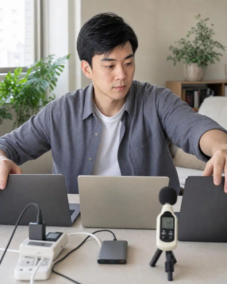 梁练伟对比多台 AI PC 的接口、功耗和硬件配置