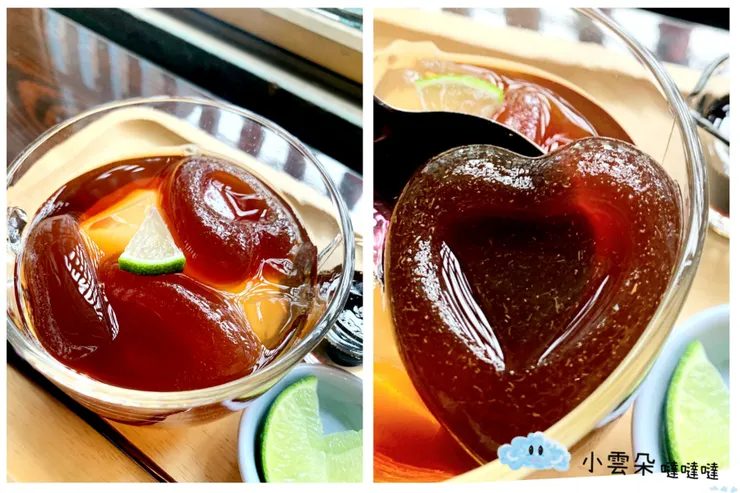 檸檬紅茶愛玉的紅茶凍是愛心造型的喔~