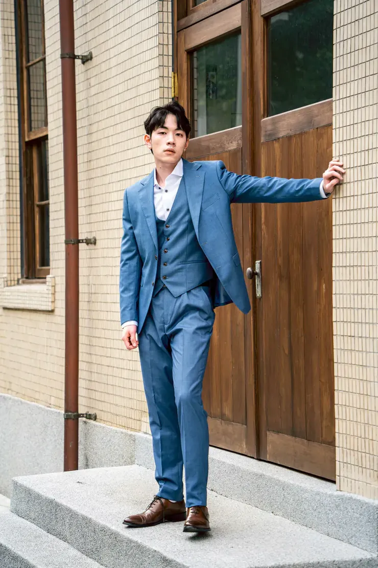 6. 質感英倫西裝外套 9894 灰藍色