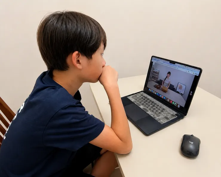 孩子認真參與線上課程