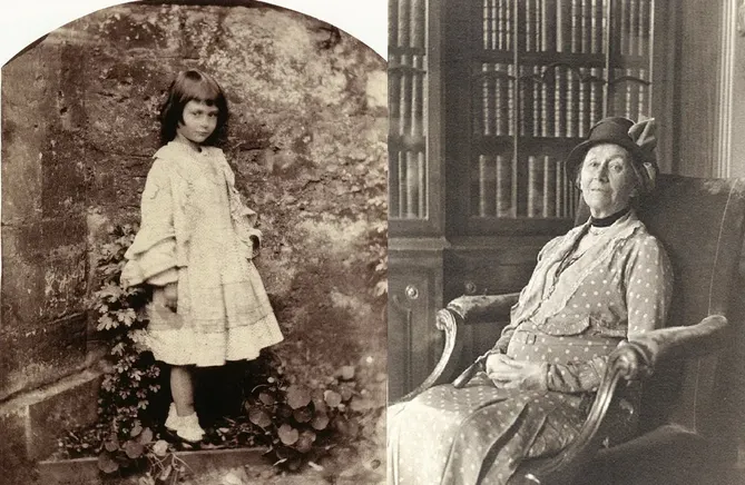 左圖：1858年的愛麗絲；右圖：1932年的愛麗絲