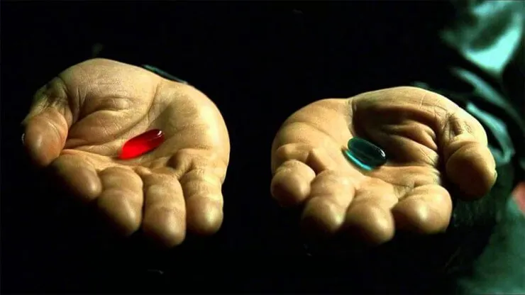 你會選擇紅色現實的真相還是藍色愚昧的無知