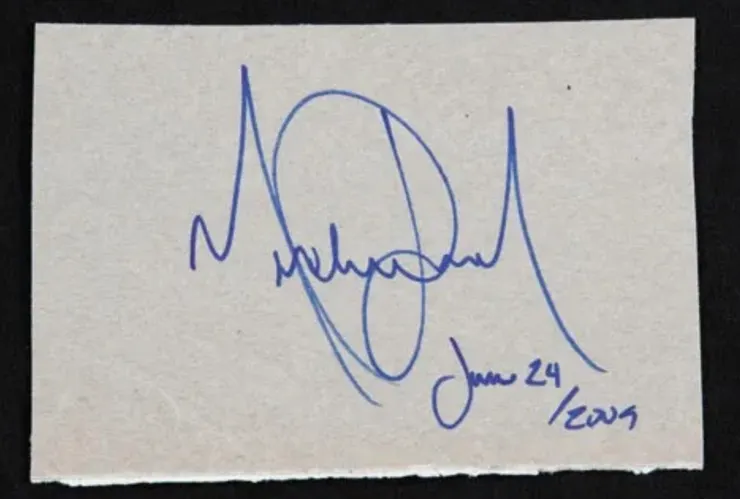 麥可傑克森最後的簽名？／來源：Julien’s Auctions