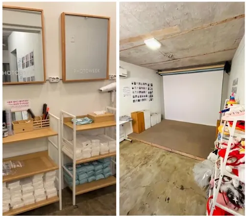 ▲進入攝影棚前可以使用現場提供的梳子及用品，進入攝影棚旁邊有拍照用的小道具。