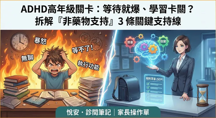 多數指引都強調 ADHD 需要「多重模式介入（Multimodal Intervention）」；家裡、學校、行為訓練（必要時再搭配藥物）一起做，孩子才更容易把日常跑起來。