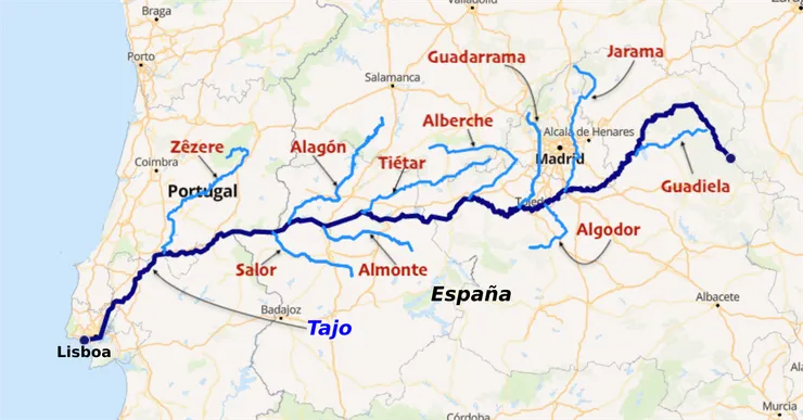 太茹河 (rio Tejo) 流域圖