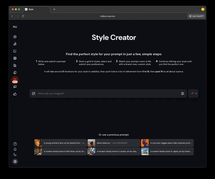 Midjourney Style Creator Beta