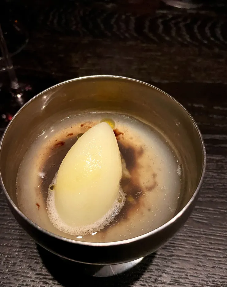 Lemon Sorbet, Black olives from Nyons and vodka