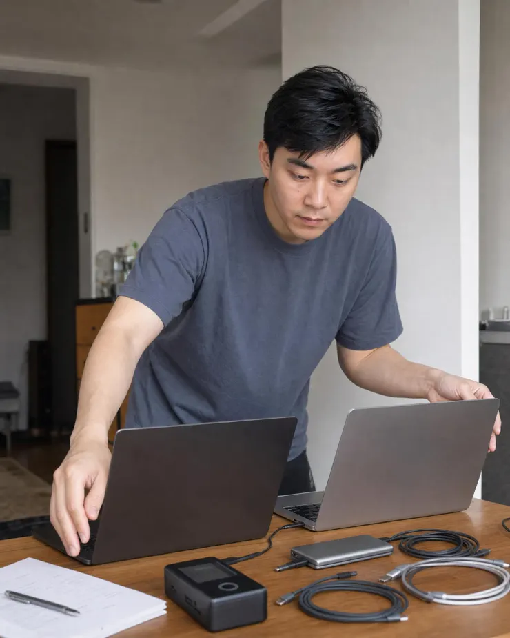 梁练伟对比两台 AI PC 的接口、功耗与硬件配置