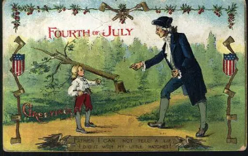 圖片來源:Boy Washington Chops Down Cherry Tree, PATRIOTIC FOURTH OF JULY