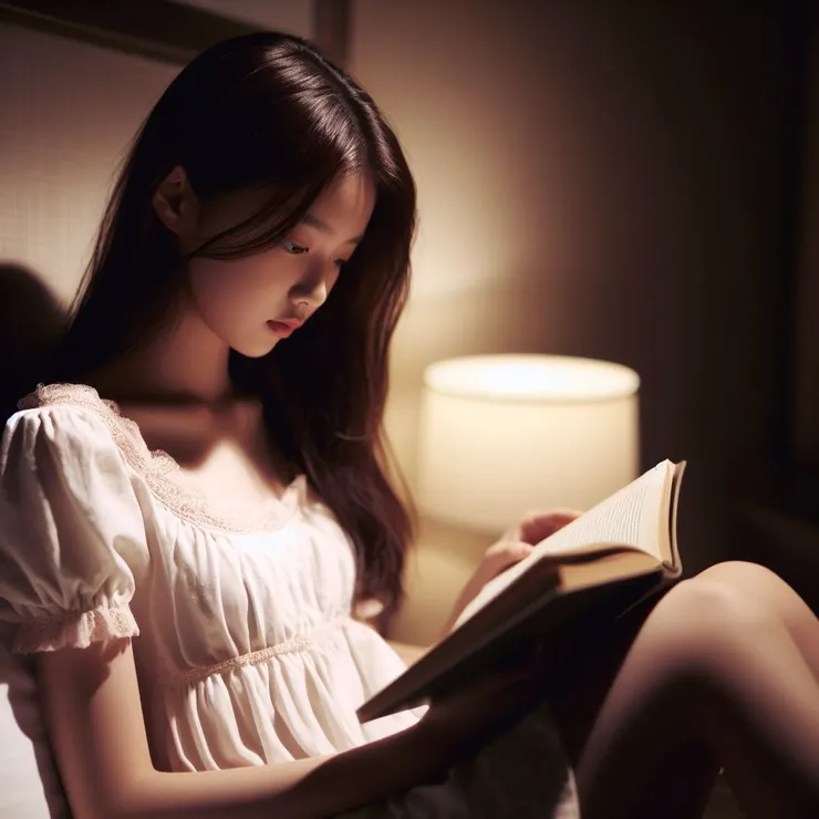 AI生圖-女孩燈下夜讀
