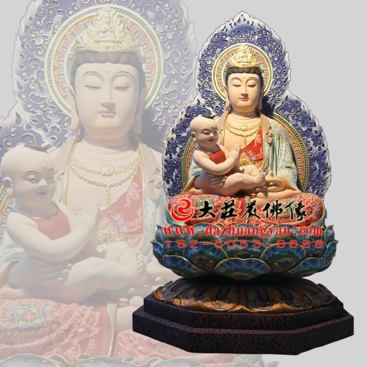 銅雕送子觀音塑像