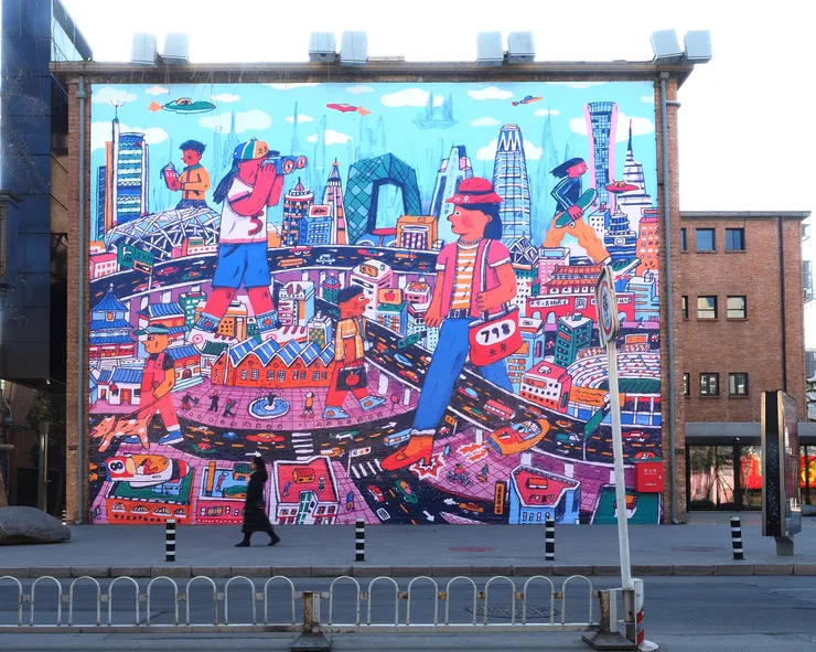 David 受 Arts Asia Pacific 之邀在北京798藝術區繪製的壁畫